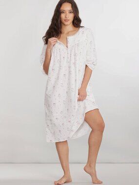 EILEEN WEST Rosebud SOFT Brushed Cotton Rayon FLANNEL Waltz Nightgown XS